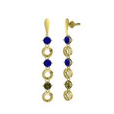 Lab safir ve peridot 8 ayar altın küpe