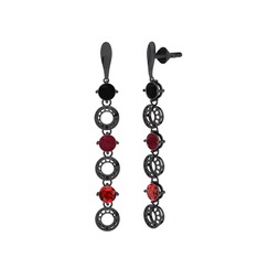 Leilani Küpe - Siyah zirkon, kök yakut ve garnet 925 ayar siyah rodyum kaplama gümüş küpe #g7ixyz