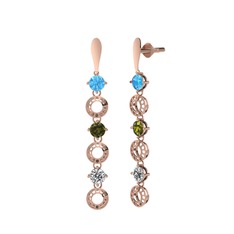 Leilani Küpe - Akuamarin, peridot ve swarovski 8 ayar rose altın küpe #gu121m