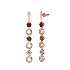 Leilani Küpe - Kök yakut, peridot ve swarovski 925 ayar rose altın kaplama gümüş küpe #gz0wf6