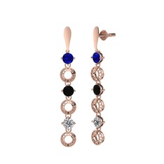 Leilani Küpe - Lab safir, siyah zirkon ve swarovski 8 ayar rose altın küpe #ibla1g