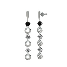 Leilani Küpe - Siyah zirkon, swarovski ve beyaz zirkon 925 ayar gümüş küpe #ieotht