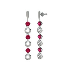 Leilani Küpe - Rodolit garnet 18 ayar beyaz altın küpe #ieva8c
