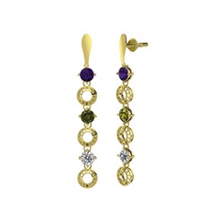 Leilani Küpe - Ametist, peridot ve swarovski 18 ayar altın küpe #ipsluo