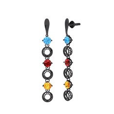 Leilani Küpe - Akuamarin, garnet ve sitrin 925 ayar siyah rodyum kaplama gümüş küpe #isdwey