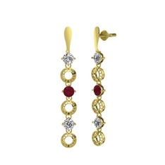 Leilani Küpe - Beyaz zirkon, kök yakut ve swarovski 14 ayar altın küpe #itipll