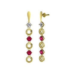 Leilani Küpe - Swarovski ve rodolit garnet 14 ayar altın küpe #jc1xwe