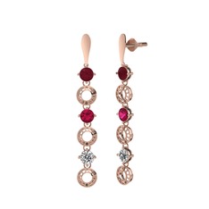 Leilani Küpe - Kök yakut, rodolit garnet ve swarovski 18 ayar rose altın küpe #jrcifb