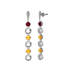 Leilani Küpe - Kök yakut ve sitrin 8 ayar beyaz altın küpe #juhkny