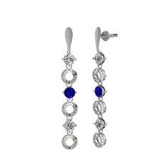 Leilani Küpe - Beyaz zirkon ve lab safir 14 ayar beyaz altın küpe #k5sjd