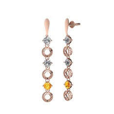 Leilani Küpe - Swarovski, beyaz zirkon ve sitrin 18 ayar rose altın küpe #k9l792