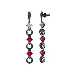 Leilani Küpe - Swarovski ve rodolit garnet 925 ayar siyah rodyum kaplama gümüş küpe #l44q9h