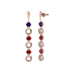 Leilani Küpe - Ametist ve garnet 18 ayar rose altın küpe #lffb12