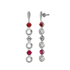 Leilani Küpe - Garnet, beyaz zirkon ve rodolit garnet 18 ayar beyaz altın küpe #m2tgwp
