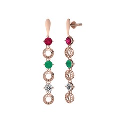 Leilani Küpe - Rodolit garnet, kök zümrüt ve swarovski 18 ayar rose altın küpe #me0ntu