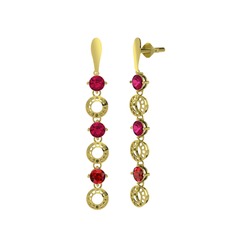 Leilani Küpe - Rodolit garnet ve garnet 14 ayar altın küpe #n5oqok