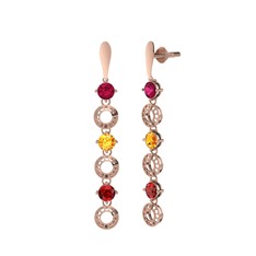 Leilani Küpe - Rodolit garnet, sitrin ve garnet 8 ayar rose altın küpe #ne8tth
