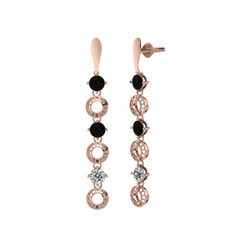 Leilani Küpe - Siyah zirkon ve swarovski 8 ayar rose altın küpe #nx4llk