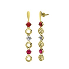 Garnet, beyaz zirkon ve rodolit garnet 925 ayar altın kaplama gümüş küpe