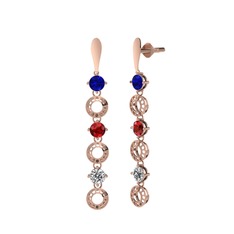 Leilani Küpe - Lab safir, garnet ve swarovski 925 ayar rose altın kaplama gümüş küpe #o2sq5