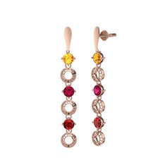 Leilani Küpe - Sitrin, rodolit garnet ve garnet 14 ayar rose altın küpe #olnasx