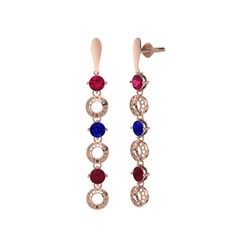 Leilani Küpe - Rodolit garnet, lab safir ve kök yakut 14 ayar rose altın küpe #oz8lq1