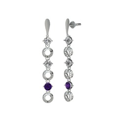 Leilani Küpe - Swarovski ve ametist 14 ayar beyaz altın küpe #pnf0s0