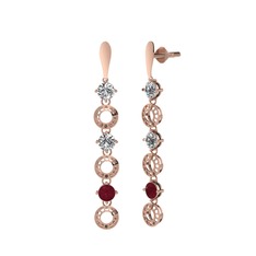 Leilani Küpe - Swarovski, beyaz zirkon ve kök yakut 8 ayar rose altın küpe #pv8xb9
