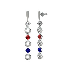 Leilani Küpe - Swarovski, garnet ve lab safir 8 ayar beyaz altın küpe #pys1dl