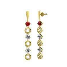 Garnet ve swarovski 14 ayar altın küpe