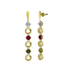 Leilani Küpe - Swarovski, kök yakut ve peridot 14 ayar altın küpe #q5ypu7