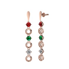 Leilani Küpe - Garnet, yeşil kuvars ve beyaz zirkon 18 ayar rose altın küpe #qmlrph