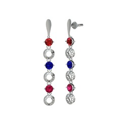 Leilani Küpe - Garnet, lab safir ve rodolit garnet 14 ayar beyaz altın küpe #qnevj8