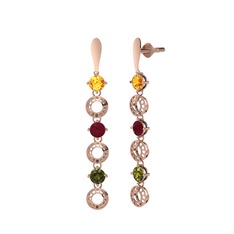 Leilani Küpe - Sitrin, kök yakut ve peridot 8 ayar rose altın küpe #qq6c1u