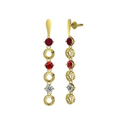 Leilani Küpe - Kök yakut, garnet ve swarovski 14 ayar altın küpe #quy87k