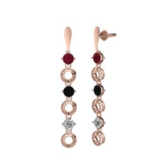 Leilani Küpe - Kök yakut, siyah zirkon ve swarovski 18 ayar rose altın küpe #r9csqf