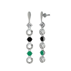 Leilani Küpe - Swarovski, siyah zirkon ve kök zümrüt 925 ayar gümüş küpe #sll5yv