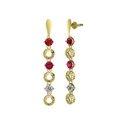 Leilani Küpe - Garnet, rodolit garnet ve swarovski 18 ayar altın küpe #solzzz