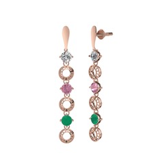 Leilani Küpe - Swarovski, pembe kuvars ve kök zümrüt 925 ayar rose altın kaplama gümüş küpe #tbb5bh