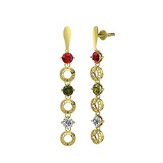 Leilani Küpe - Garnet, peridot ve swarovski 925 ayar altın kaplama gümüş küpe #tjmb9o