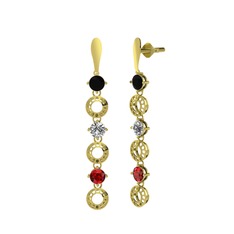 Leilani Küpe - Siyah zirkon, swarovski ve garnet 18 ayar altın küpe #u09g2z