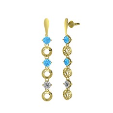 Leilani Küpe - Akuamarin ve swarovski 14 ayar altın küpe #u7bp9l