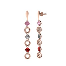 Leilani Küpe - Pembe kuvars, swarovski ve garnet 14 ayar rose altın küpe #uuc3zo