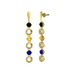 Leilani Küpe - Siyah zirkon, sitrin ve lab safir 925 ayar altın kaplama gümüş küpe #uw46p5