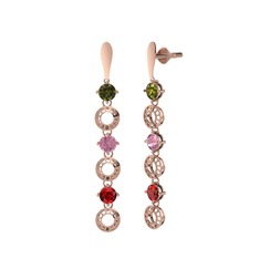 Leilani Küpe - Peridot, pembe kuvars ve garnet 14 ayar rose altın küpe #ux3xwf