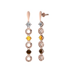 Leilani Küpe - Swarovski, sitrin ve dumanlı kuvars 925 ayar rose altın kaplama gümüş küpe #vkvz8g