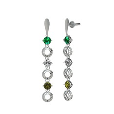 Leilani Küpe - Yeşil kuvars, beyaz zirkon ve peridot 14 ayar beyaz altın küpe #vrtbpq