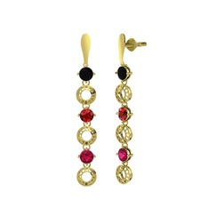 Siyah zirkon, garnet ve rodolit garnet 925 ayar altın kaplama gümüş küpe
