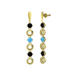 Leilani Küpe - Siyah zirkon ve akuamarin 14 ayar altın küpe #vti5ws