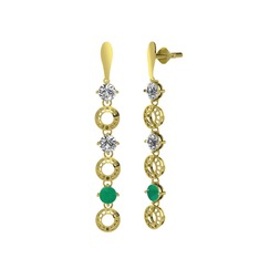 Leilani Küpe - Swarovski, beyaz zirkon ve kök zümrüt 925 ayar altın kaplama gümüş küpe #vxh805